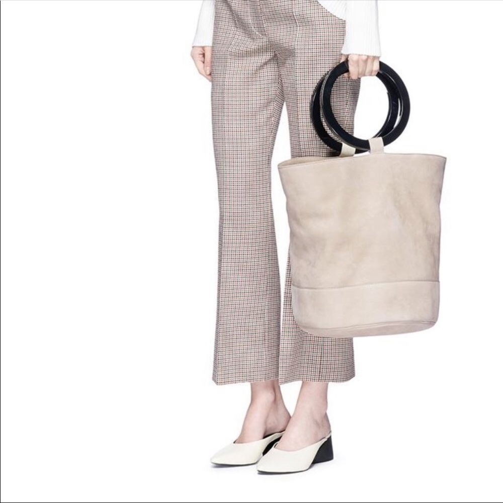 Simon Miller bonsai  X-large leather bucket bag cream black